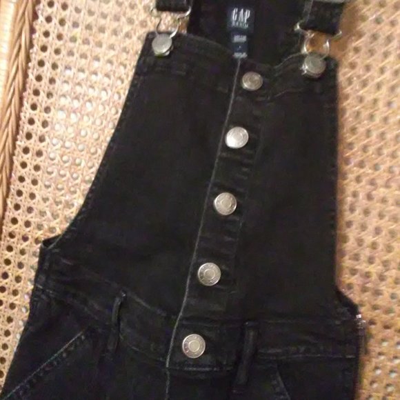 Gap Denim Overalls In Black Capri Like New Jr Lg - Picture 1 of 9